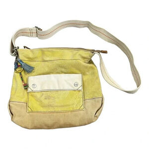 Fossil Yellow Canvas Messenger Bag